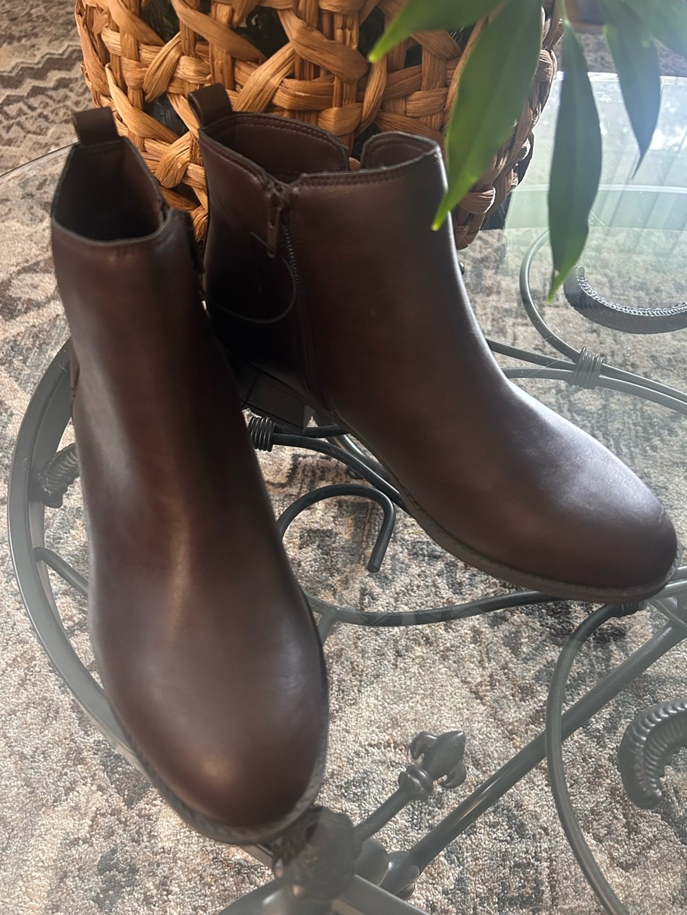 Style & Co. Brown Faux Leather Ankle Boots